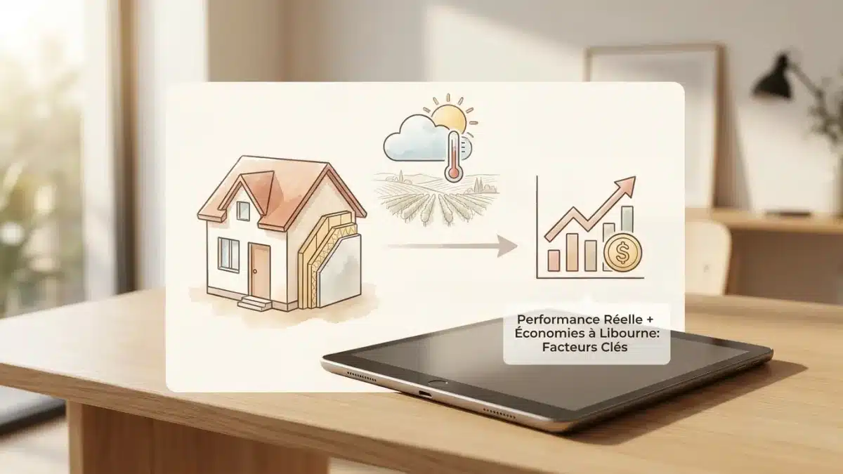 Graphique illustrant les économies d'énergie obtenues grâce à une pompe à chaleur adaptée au climat de Libourne.