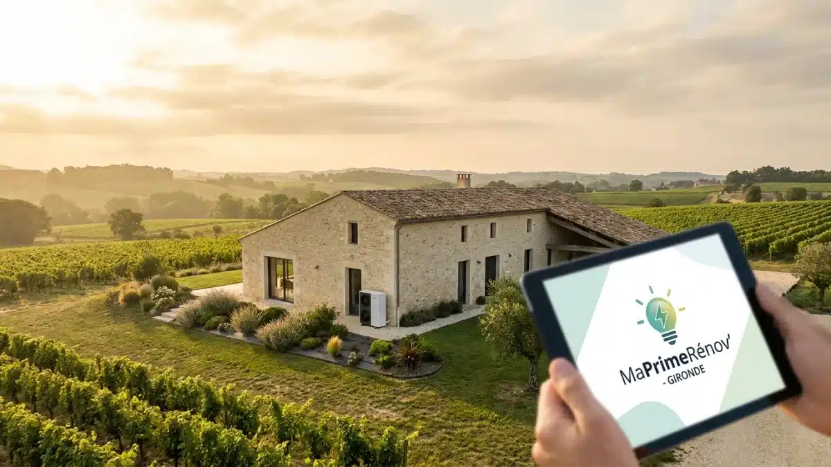 Une maison individuelle en Gironde équipée d'une pompe à chaleur air-eau moderne et performante.